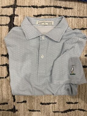 Holderness & Bourne Men's Light Blue Patterned Polo Shirt